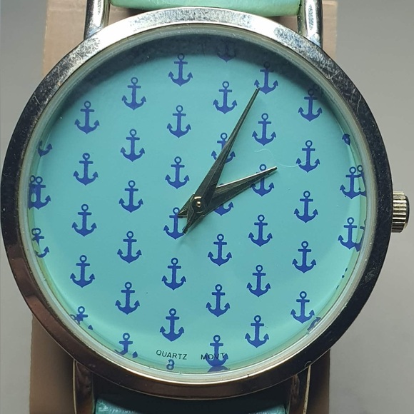 Geneva Accessories - 🦋10/$20🦋 Geneva Platinum Goldtone/Turquoise Anchor Print Women's Watch